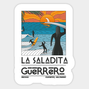 La Saladita, Guerrero, Mexico Retro Travel Poster Sticker